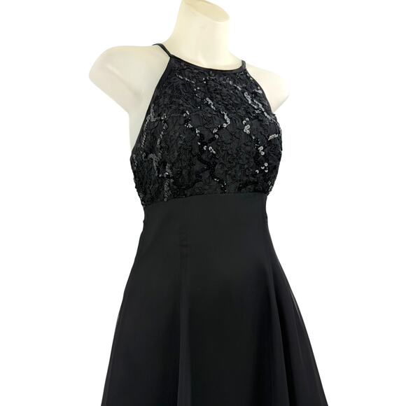 90's DE LARU BY LINDA BERNEL black A-line mini dress with sequence - Picture 8 of 9